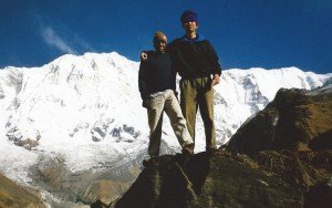 Gautam and Ky hiking in the Himalayas