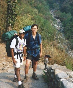 Ky and Gautam hiking the Inca Trail