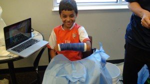And then a lucky volunteer gets to have a cast placed!