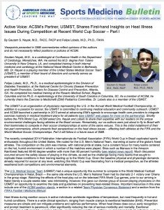 Active Voice: ACSM’s Partner, USMST, Shares First-hand Insights on Heat Illness Issues During Compet