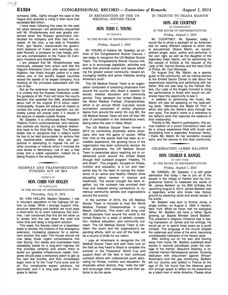 USMST Congressional Record