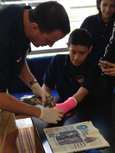 Brian takes off a cast